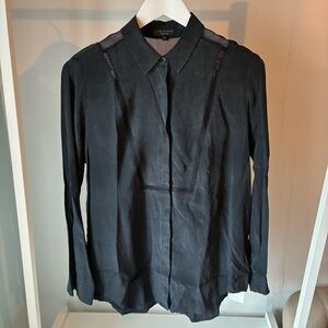 Rag & Bone Black Long Sleeve Blouse with Mesh Panels
